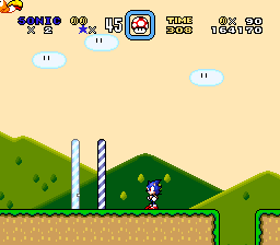 Play SNES Sonic in Super Mario World Online in your browser 