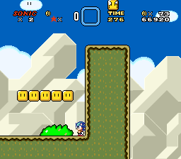 Play SNES Sonic in Super Mario World Online in your browser 